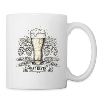 Verre à bière vintage - Bière artisanale brassée à la main - Mug blanc - blanc - Droite