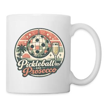 Pickleball und Prosecco Retro Logo - Tasse - Weiß - Rechts