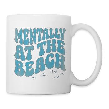 Mentally At The Beach – Tropical Retro Typography - Mug - white - Right