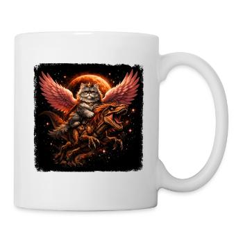 Reine des chats sur T-Rex avec des ailes dans l’espace - Mug blanc - blanc - Droite