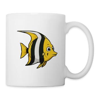 Yellow Stripe Fish Cartoon - Mug - white - Right