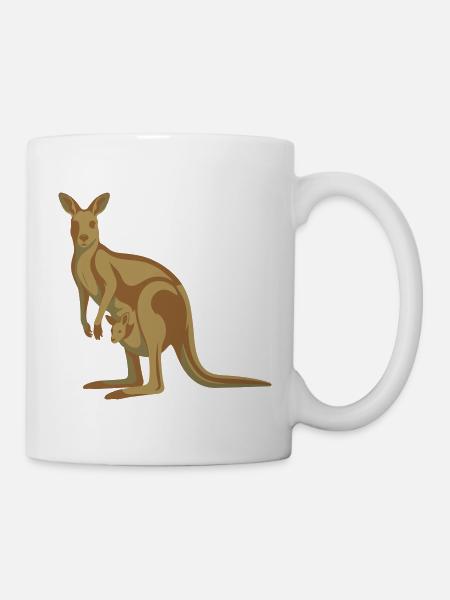 Känguru Mutter mit Nachwuchs - Tasse - Weiß