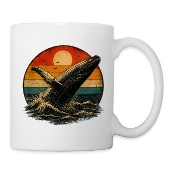 Whale in retro sunset - Mug - white - Right
