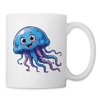 Dessin animé de la méduse bleue - Mug blanc - blanc - Droite
