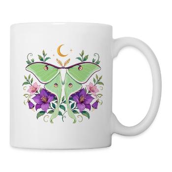 Moon butterflies over blossoms - Mug - white - Right