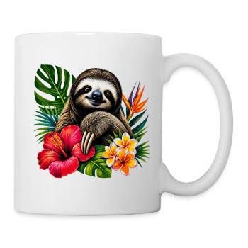 Tropical sloth in a flower frenzy - Mug - white - Right