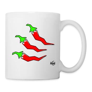 drei Pepperonis - Tasse - Weiß - Rechts