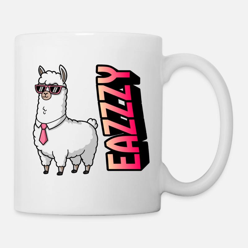 Lama en costume avec des lunettes de soleil roses - Mug blanc - blanc