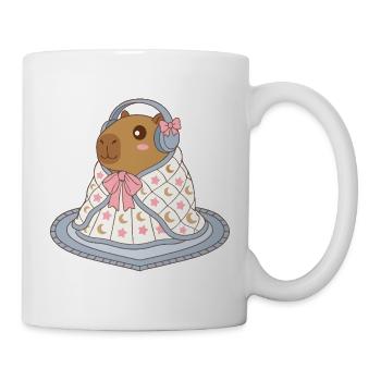 Cute Capybara Earmuffs Blanket - Cozy Apparel - Mug - white - Right