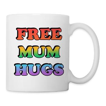 Kostenlose Mama-Umarmungen Regenbogentext LGBT-PRIDE - Tasse - Weiß - Rechts