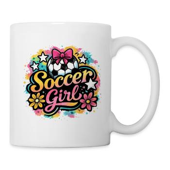 Fußball Mädchen  - Tasse - Weiß - Rechts