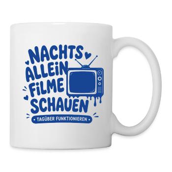 Nachts allein Filme schauen Horror - Tasse - Weiß - Rechts