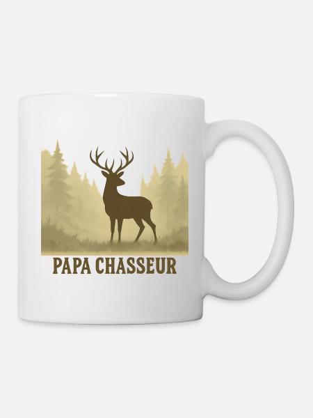 Papa Chasseur Silhouette Cerf Forest - Mug blanc - blanc