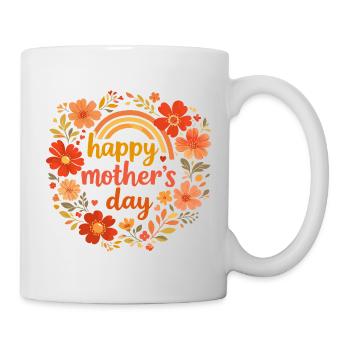 Happy Mother's Day Couronne Fleurs Rétro - Mug blanc - blanc - Droite
