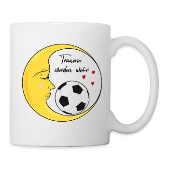 Mond mit Fußball - Tasse - Weiß - Rechts