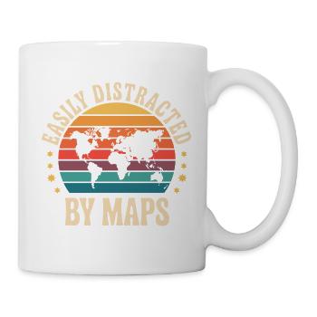  Easily Distracted By Maps Retro Weltkarte Vintage - Tasse - Weiß - Rechts