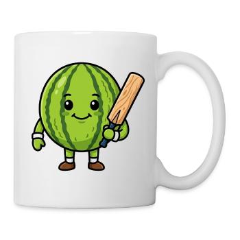 Drôle de pastèque avec une batte de cricket - Mug blanc - blanc - Droite
