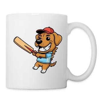 Lustiger Cricket Spielender Hund - Tasse - Weiß - Rechts