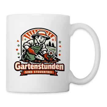 Gartenstunden Steuerfrei Cartoon - Tasse - Weiß - Rechts