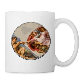 Adam und Gott: Schöpfungsdialog - Tasse - Weiß - Rechts
