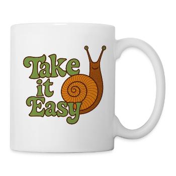 Nimm es locker Schnecken-Retro-T-Shirt - Tasse - Weiß - Rechts
