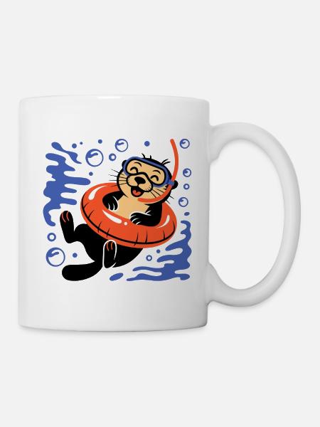 Lustiger Otter mit Taucherbrille - Tasse - Weiß