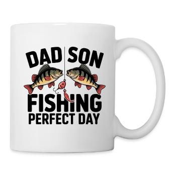 Papa et fils à la pêche ensemble – Journée parfaite - Mug blanc - blanc - Droite