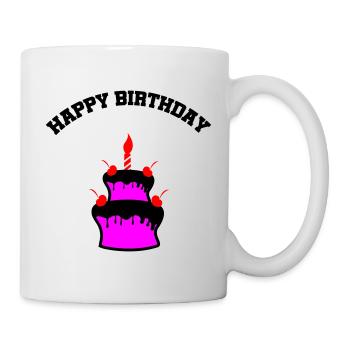 Pink Cake with Cherries and Candle - Mug - white - Right