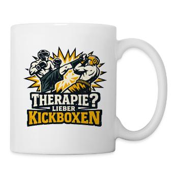 Therapie? Lieber Kickboxen - Tasse - Weiß - Rechts