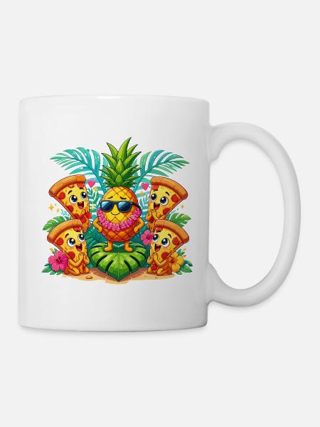 Kawaii Ananas Party mit Pizza-Kumpels - Tasse - Weiß