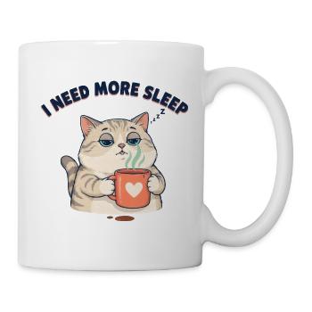 Mehr Schlaf Katze mit Kaffee - Tasse - Weiß - Rechts