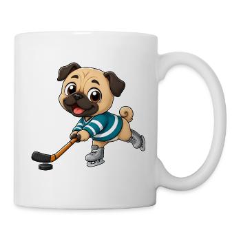 Mops Eishockeyspieler Comic Motiv - Mug - white - Right