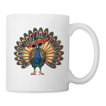 Sombrero comique comique de l’oiseau paon - Mug blanc - blanc - Droite