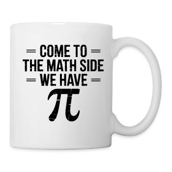 Viens à la page de maths. Nous avons un gâteau pi. - Mug blanc - blanc - Droite