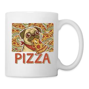 Pizza Pug Dog Funny Pizza Fan PIZZA Motif - Mug - white - Right