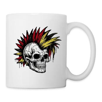 Schädel Punk Deutschland Fan schwarzrotgold - Tasse - Weiß - Rechts