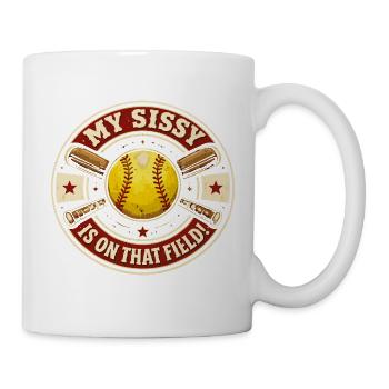 Softball Ma Petite Sœur Est Sur Le Terrain | Badge - Mug blanc - blanc - Droite