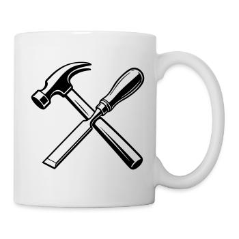 Emblème de l’outil de menuisier - Mug blanc - blanc - Droite