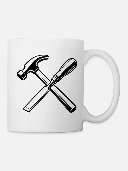 Schreiner Werkzeug Emblem - Tasse - Weiß