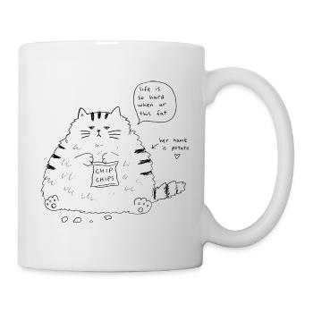 La vie est tellement dure quand tu es ce gros chat - Mug blanc - blanc - Droite