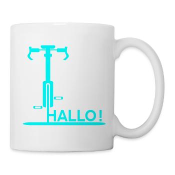 Willkommen Begrüßung - Fahrrad Hallo - Tasse - Weiß - Rechts