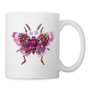 Florale Schmetterling Rosa Hortensie Lavendel - Tasse - Weiß - Rechts