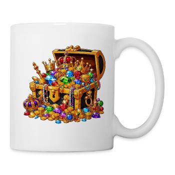 Königlicher Schatzkoffer voller Edelsteine - Tasse - Weiß - Rechts