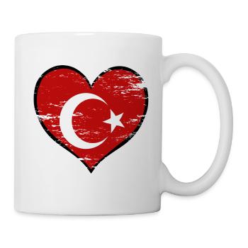 Drapeau du cœur de la Turquie utilisé - Mug blanc - blanc - Droite
