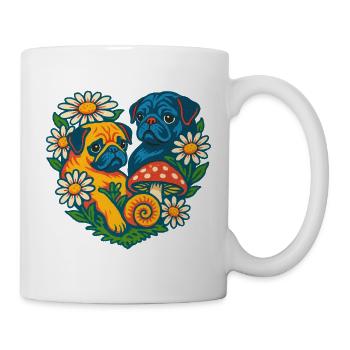 Vibrant Floral Pug Duo - Mug - white - Right