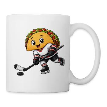 Dessin animé comique du joueur de hockey sur glace Taco Drôle - Mug blanc - blanc - Droite