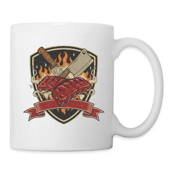 Flammendes Steakshield Tattoo - Tasse - Weiß - Rechts