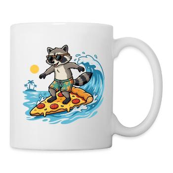 Surf Raton Laveur Aventure Pizza Salami Pizza Surfeur - Mug blanc - blanc - Droite