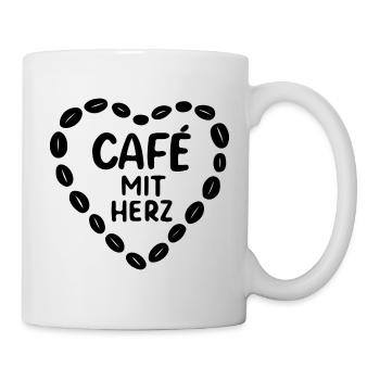 Cafe mit herz Kaffee Koffein Kaffeetrinker - Tasse - Weiß - Rechts