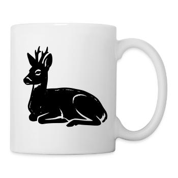 Correau chevreuil, chevreuil, chasseur, chercheur menteur, chasseur, amis de la nature, - Mug blanc - blanc - Droite